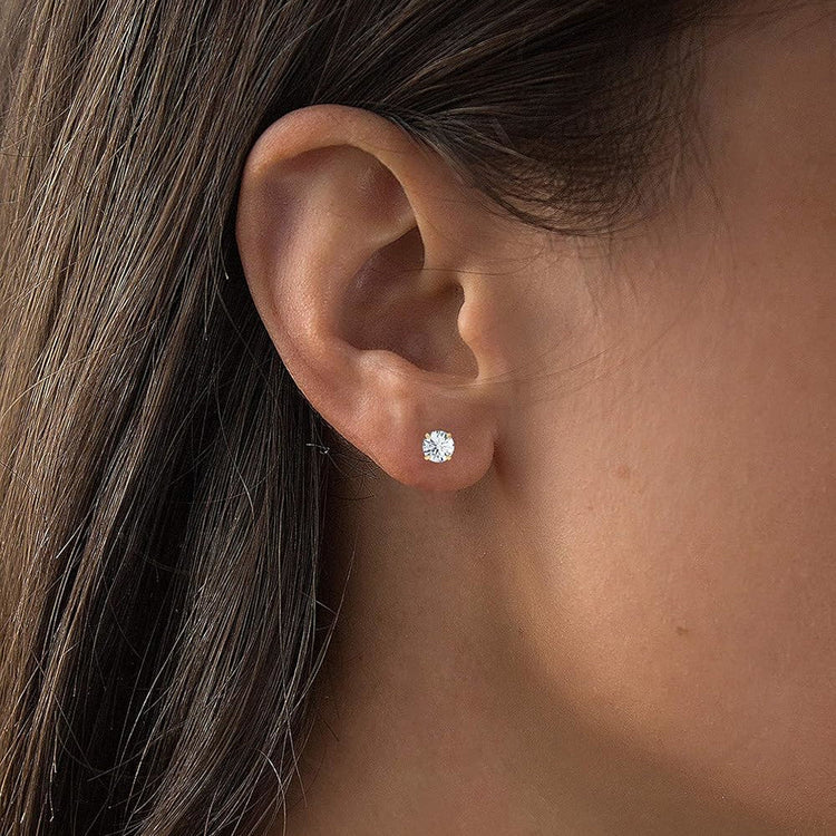 2.00 CTW Round CZ Stud Earrings in 14K White or Yellow Gold – Handcrafted Luxury