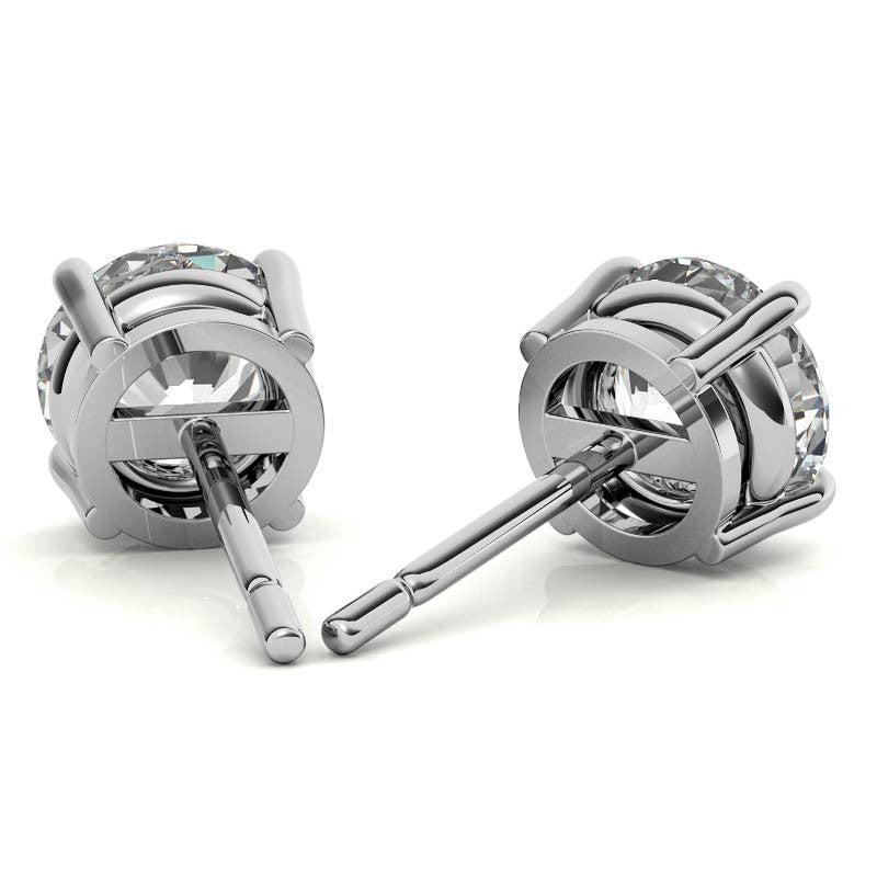 1 CTW Lab-Grown Diamond Stud Earrings - G/VS Clarity - 14k Gold Over Sterling Silver - White or Yellow Gold Option